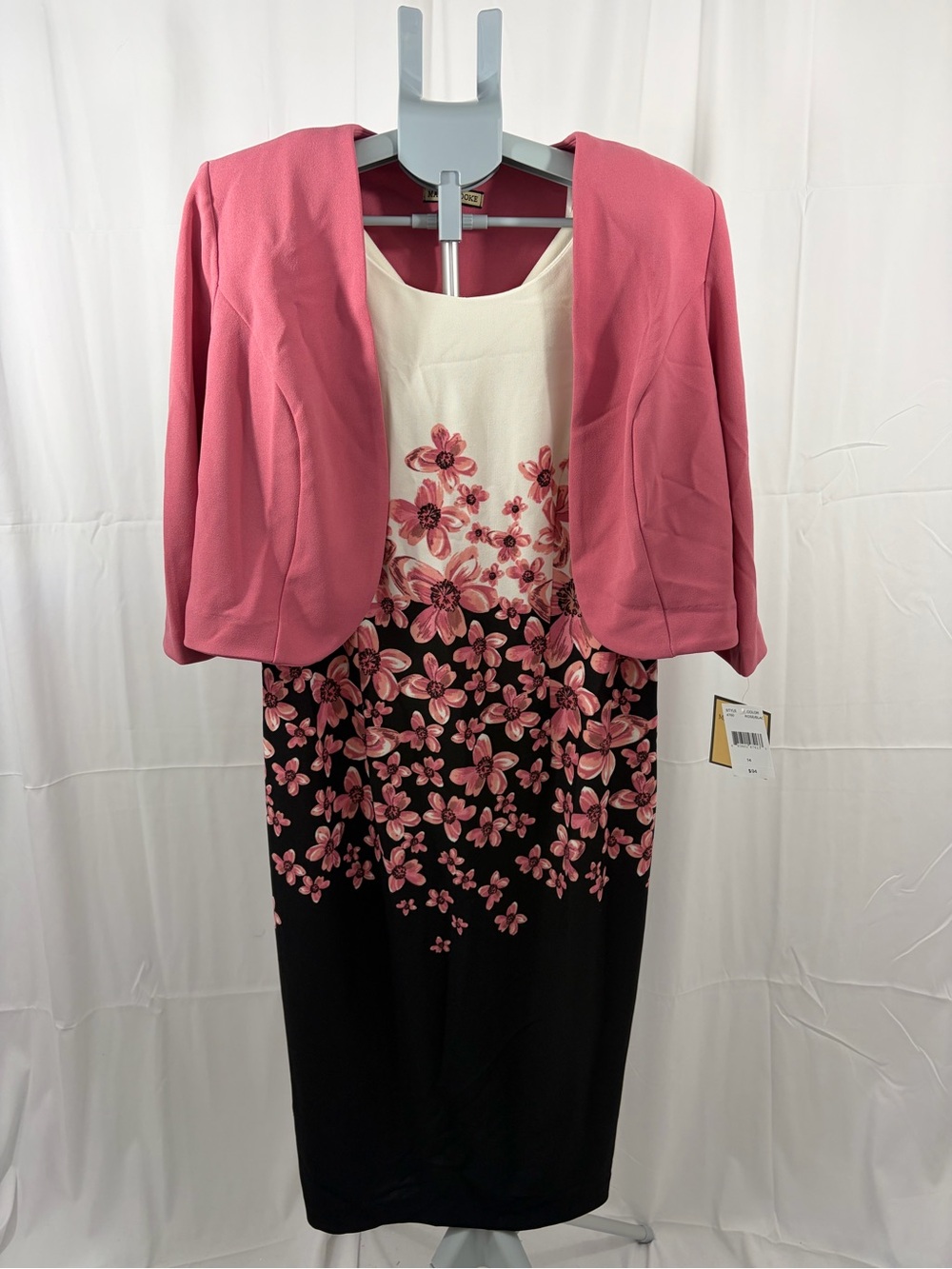 NWT Maya Brooke Women’s Size 14 Pink Floral 2-Piece Set Dress and Jacket